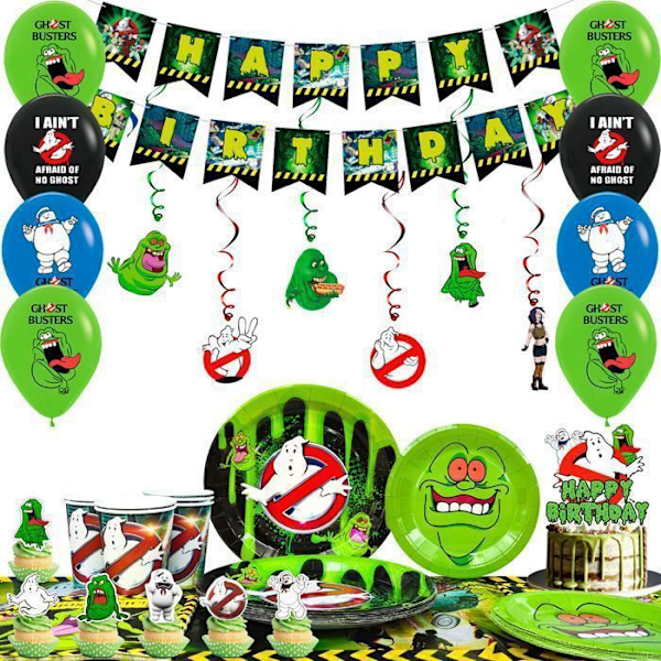 Dekoration för Ghostbusters Födelsedagsfest, Ballongdekoration S.O.S. Spöken Färgglad tallrik