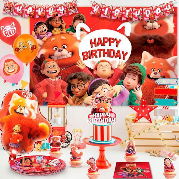 Dekoration til Fødselsdag Animeret Turning Red, Ballondekoration til Fest Fødselsdagsdekorationer Balloner Turning Red Flerfärgad