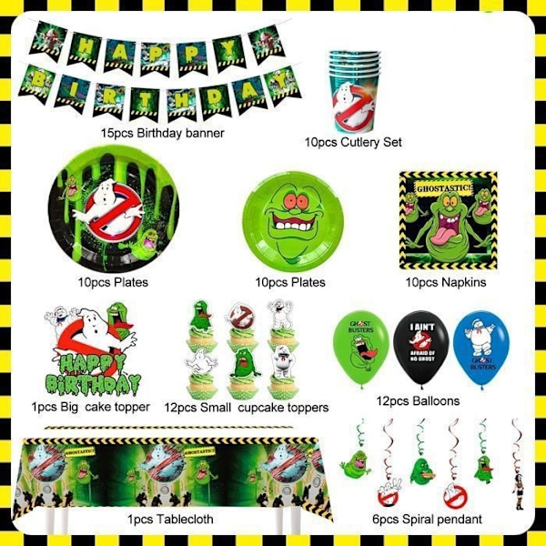 Dekoration för Ghostbusters Födelsedagsfest, Ballongdekoration S.O.S. Spöken Färgglad tallrik