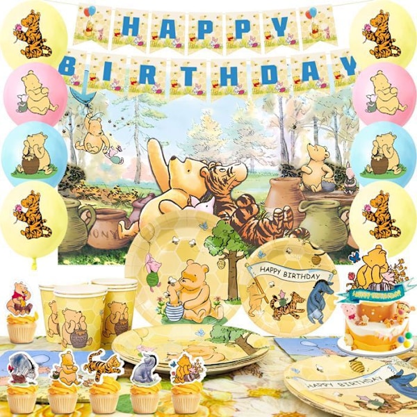 Dekoration födelsedag Winnie the Pooh Festballonger Födelsedagsfest material Winnie the Pooh osv. Flerfärgad