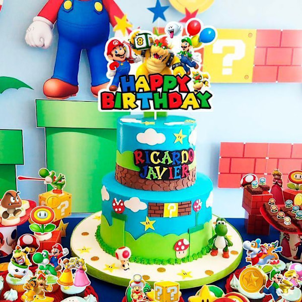 Mario Cupcake Dekoration för Födelsedags Tårta 13st, Mario Födelsedagsfest Dekoration Flerfärgad