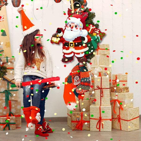 Pappers-Piñata av Jultomten Jul-Stämning Piñata Fylld med Konfetti Piñata av Festivalen Jul-Piñata av Jultomten Julfest Piñata Flerfärgad