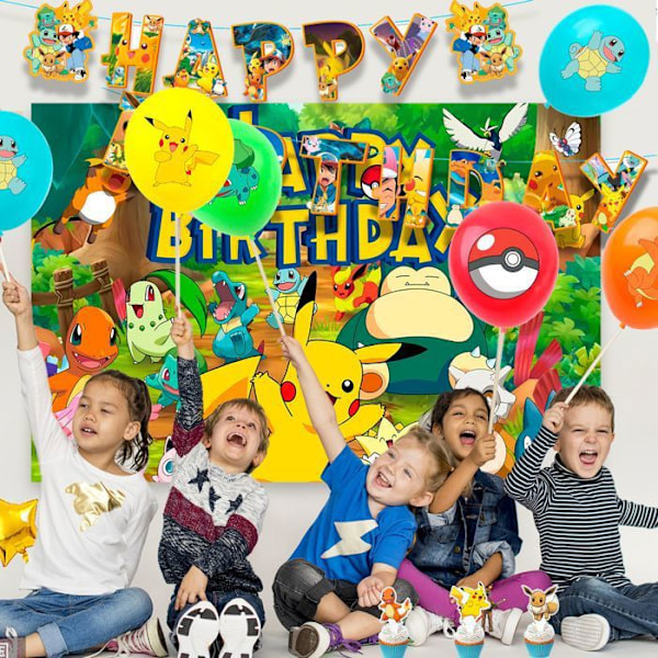 Dekoration fødselsdag Pokémon, festballon dekoration Pokémon, Pikachu fødselsdagsdekorationer Flerfärgad