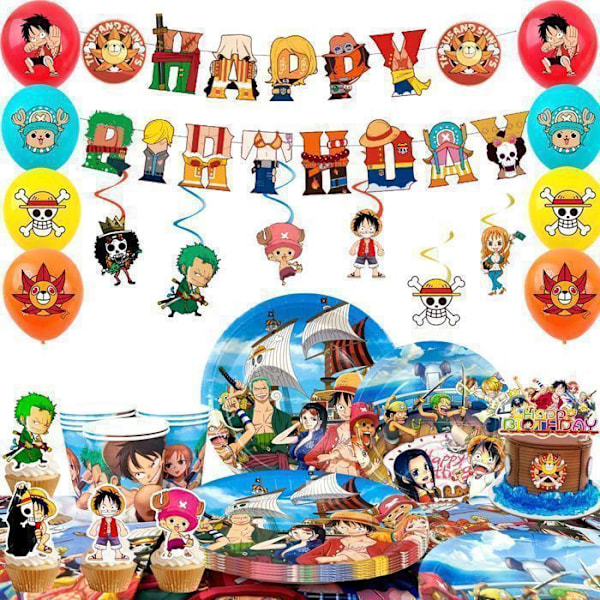 Dekoration Fødselsdag One Piece Fødselsdagsfest Dekorationssæt, One Piece Fødselsdagsballoner Rika färger