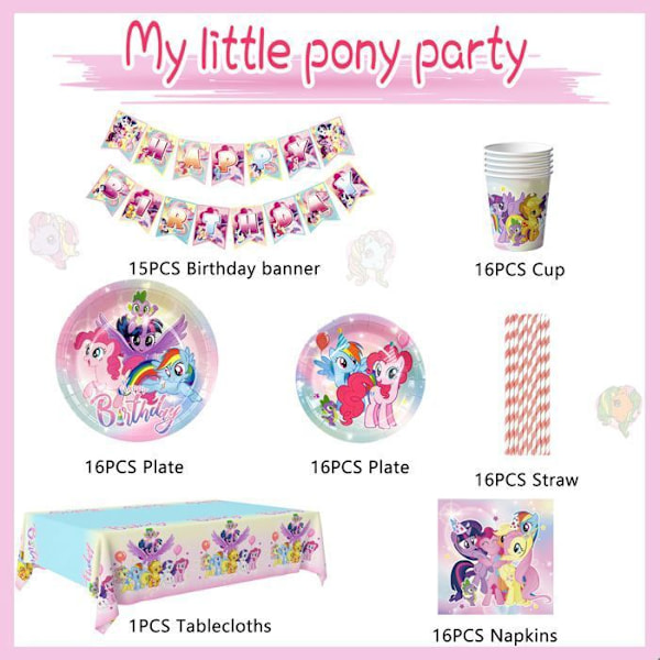 My Little Pony Fødselsdagsdekoration, Sæt Til Festservice Fødselsdagsdekoration My Little Pony Flerfärgad
