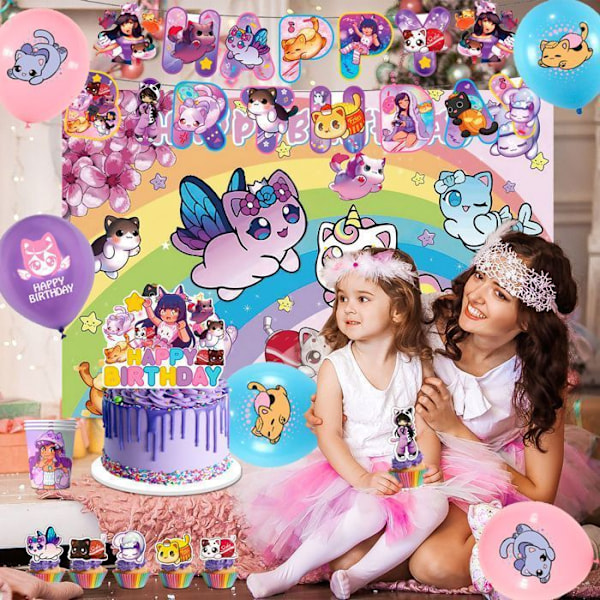 Dekoration Födelsedag Aphmau, Servis Födelsedag Festdekoration Ballonger Bordartiklar Aphmau Flerfärgad