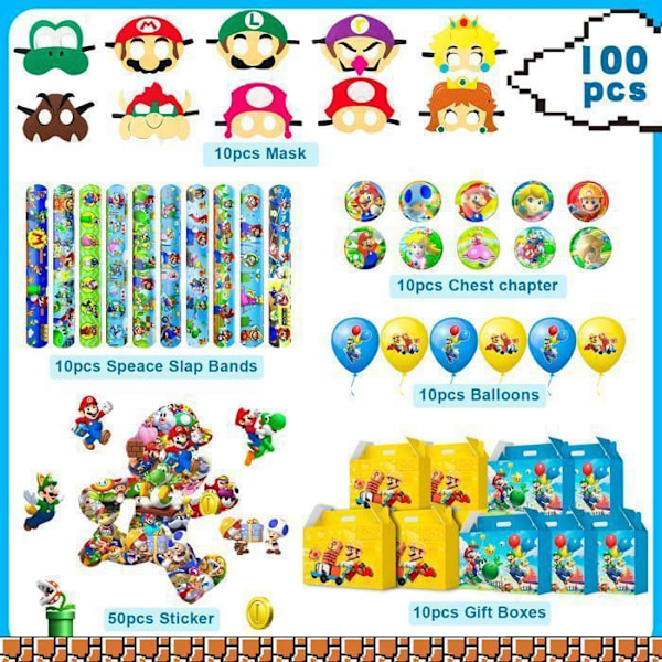Pinata av Super Mario för födelsedag, Presentbox Leksak Pinata Sortiment Tillbehör Gadgets Set och mer Mario Dekorationer Flerfärgad