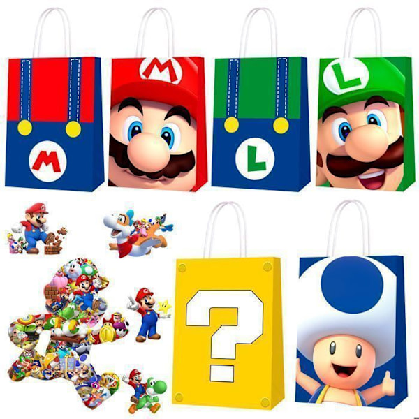Mario Lahjakassit, Syntymäpäiväjuhlan Koristelu Super Mario Juhlakassi Syntymäpäivälle 74kpl Flerfärgad