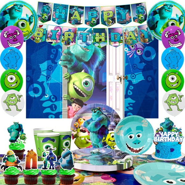 Födelsedagsdekorationer Monsters Inc, Festdekorationer och Serviser Monster Inc, Festmaterial Monster Inc Rika färger