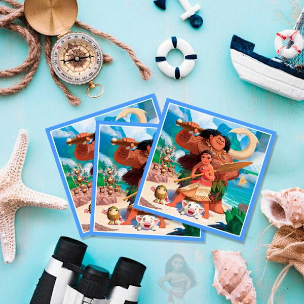 Moana Multifarvede Servietter, Høj Kvalitet, Fængende Design - Perfekte til Fester og Temaevenementer