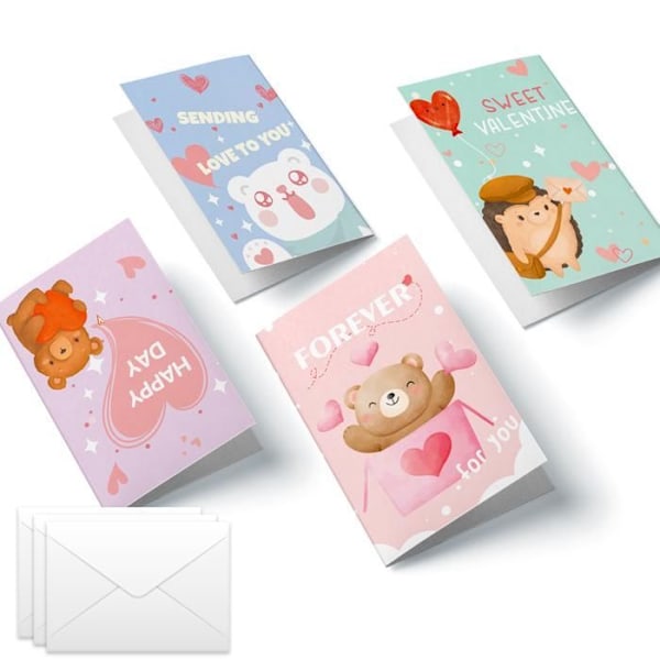 Valentine's Day Korttisetti, Hyvää Valentine-päivää, 24 Valentine-lahjakorttia Flerfärgad