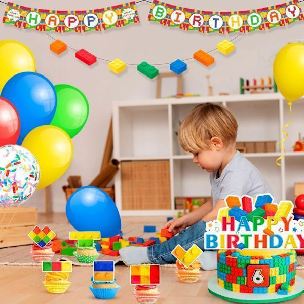 Dekoration Fødselsdag Lego Festdekoration, Lego Fødselsdagsballoner Ballonsæt Flerfärgad