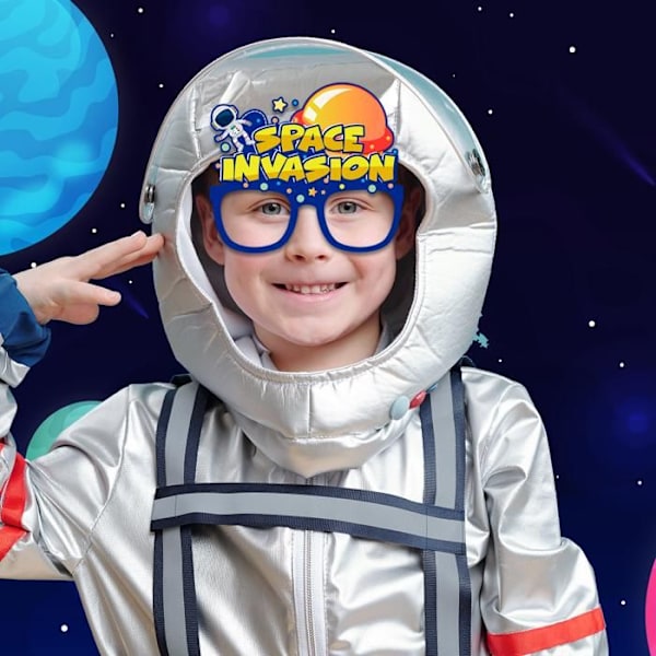 Fødselsdagsbriller med space-tema, Photobooth tilbehør, Festdekorationer Flerfärgad