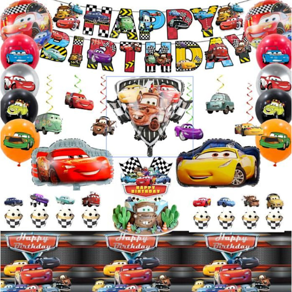Dekoration Födelsedag Lightning McQueen Ballonger Födelsedag, Festdekorationer av Lightning McQueen Ballonger Flerfärgad