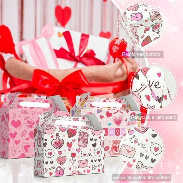 Presentlåda till alla hjärtans dag, Innehållande godis i pappersask, Passar till alla hjärtans dag 24st Flerfärgad