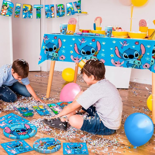 Dekoration Stitch Födelsedag, Festservis Set Stitch Deco Födelsedag Servis kit Stitch för 16 personer Flerfärgad