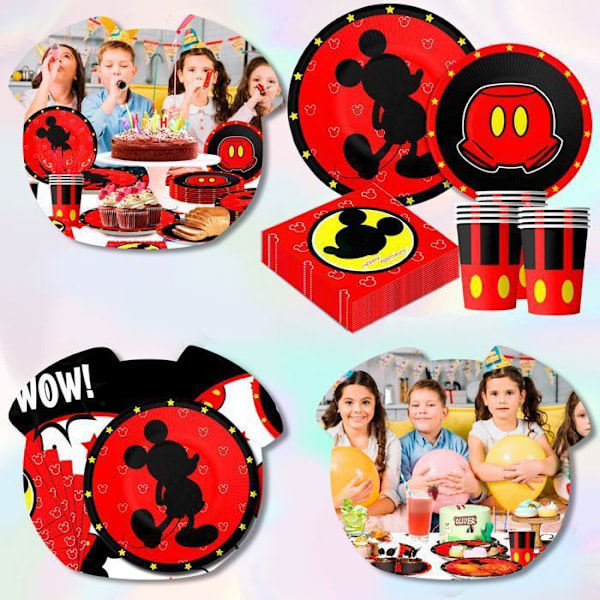 Födelsedagsdekoration, Mickey Mouse Set med Festdukar och Bordsartiklar för Födelsedagsfester Flerfärgad