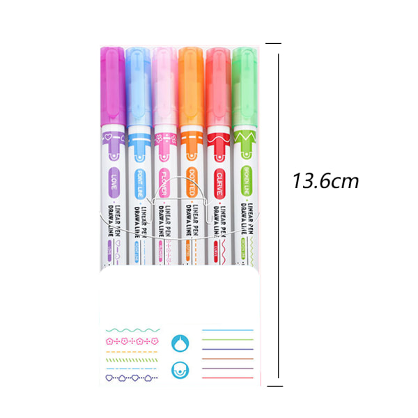 Curve Highlighter Pen Set, 6st Flownwing Flair Pens