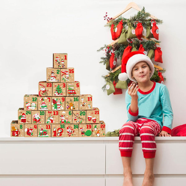 24pcs, Christmas Advent Calendar Boxes Countdown to Christmas