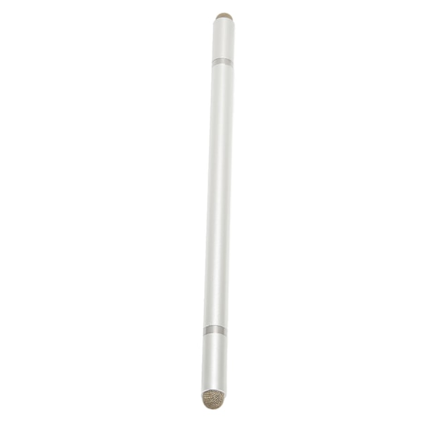 Svart Stylus Penna 4 i 1 Multifunktionell Exakt Positionering Kapacitiv Stylus med 2 Fiber Spetsar för Mobiltelefoner Surfplattor Silver