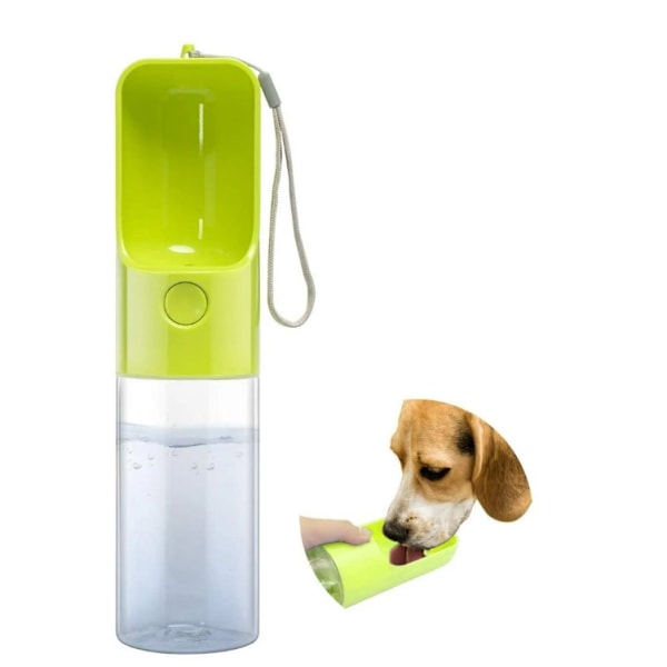 Hundvattenflaska Dispenser, Vattenflaska för Hundar, Portabla Hundvattenflaskor för Promenader Resor Husdjur Hunddrickskopp 443ml Green