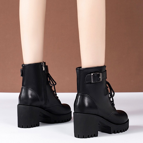 Damskor Höga Klackar Vinter Ljusbrun Chunky Platform Sock Boots Skor Kvinnor Mitten-Vaden Tjock Klack Booties Storlek 40 40