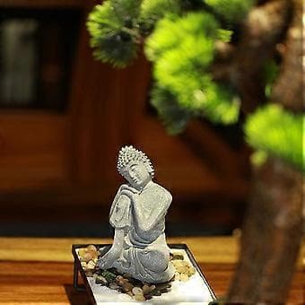 1 stk. Sandstein Buddha Statue Zen Figur Craft Husholdningsdekorasjon (Grå)