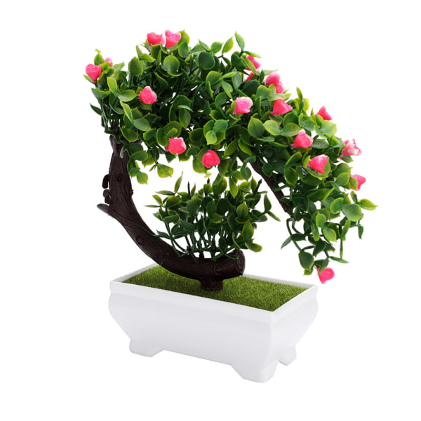 Konstgjord Bonsai Fake Blossom Flower Krukväxt Hemmakontor