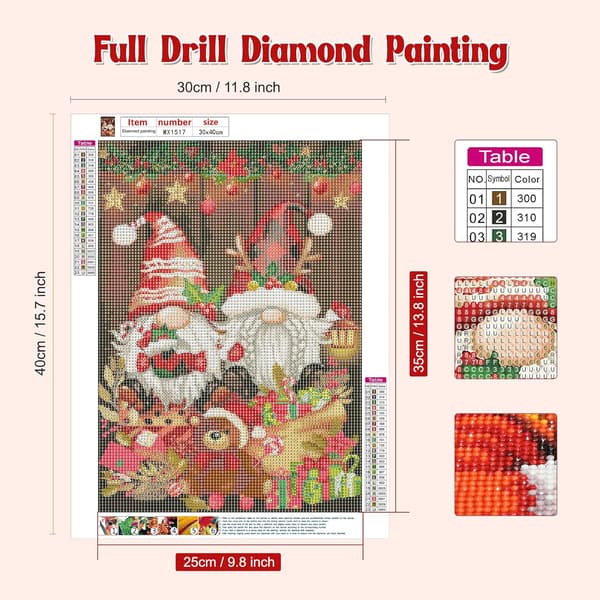 30x40cm Jule Diamantmaling Fullt Sett, 5D Nisser Diamantmaling