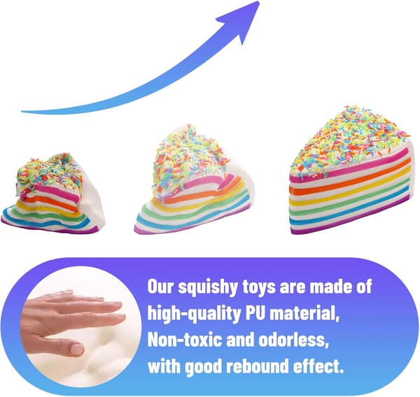 Klämleksaker Tårta Långsamt Stigande Kawaii Regnbåge Squishy Stressreducerande