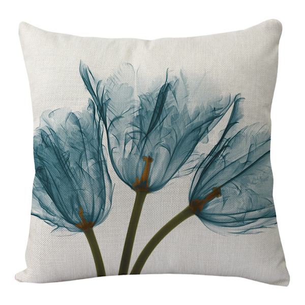 Sæt med 4 pudebetræk 45 x 45 cm polyester og linned dekorative