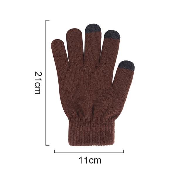 Strikkede termohandsker, uld skridsikre touch screen handsker brown