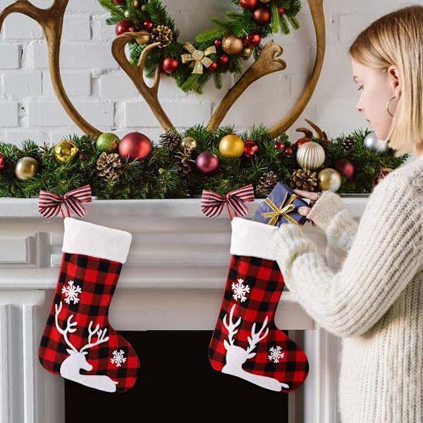 2 pièces Chaussette de Noel Grands Bas de Noël Chaussettes de