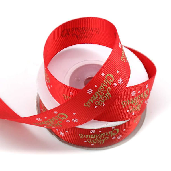 Ruban avec inscription en anglais «Merry Christmas» et motifs