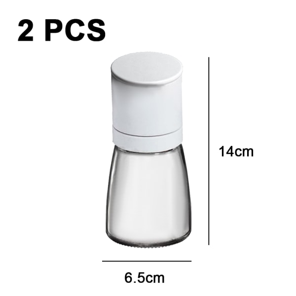 2-Pack Pepper Mill Kvarn Justerbar Grovhet White