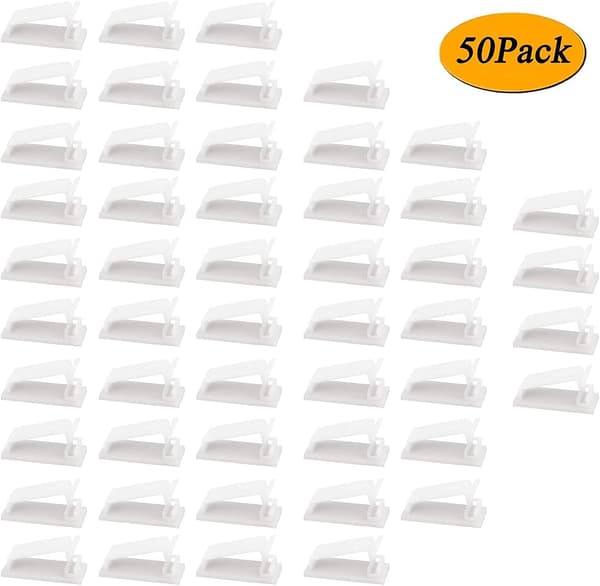 Kabelhåndtering, 50 STK selvklebende kabelorganisator kabelklemmer for E