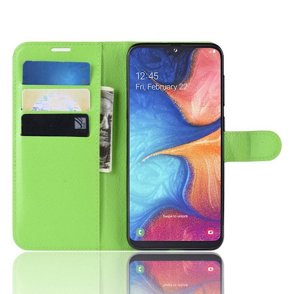 Samsung Galaxy A20e - Litchi Plånboksfodral - Grön Green Grön