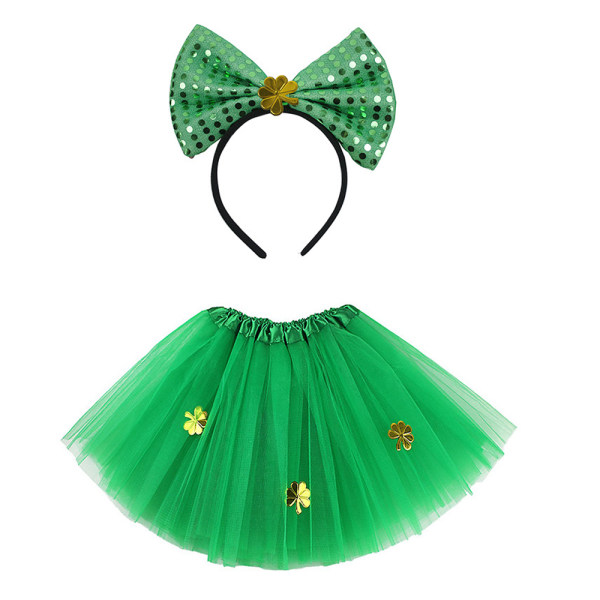 St Patrick's Day Grön pläd hatt och fluga Irish Party
