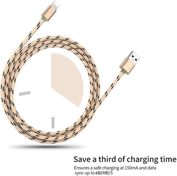 3-pak kabel til iPhone, 2m nylonflettet iPhone opladerkabel med kraftigt aluminiumsstik