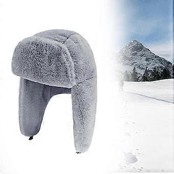 Vinter Trapper Hatte Vinter Lei Feng Hat med Øreklapper Ski Termisk Hat Fortykket Sne Vinter Varm Hat Vinterhatte til Mænd Ski (Grå)