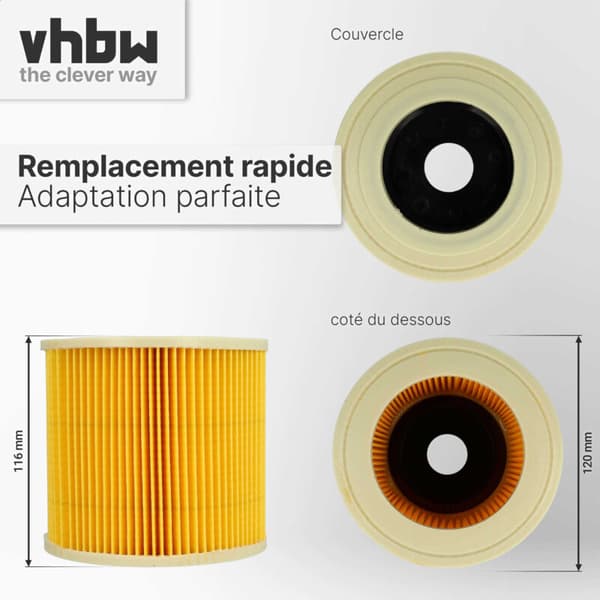 Sett med 3x patronfiltre kompatible med Kärcher WD3P Extensio
