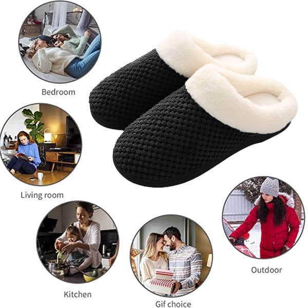 Tofflor för damer Varma Memory Foam Halkfria Husskor