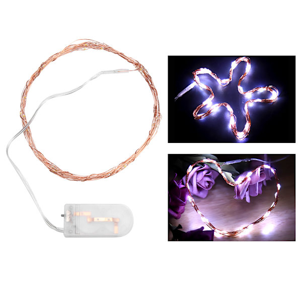 4m 40LEDs Koppartråd Batteridriven Slinga Fe Lampa X-mas Bröllopslampa DIY (Ren vit)