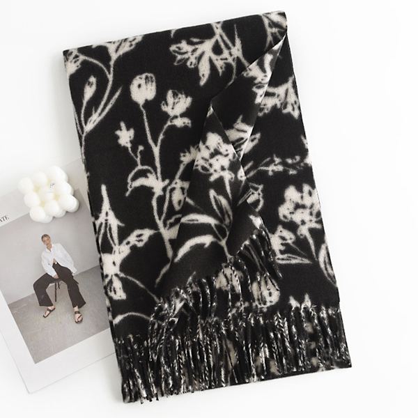 1 Enkel Tryckt Mjuk Faux Cashmere Scarf Tassel Scarf Vinter