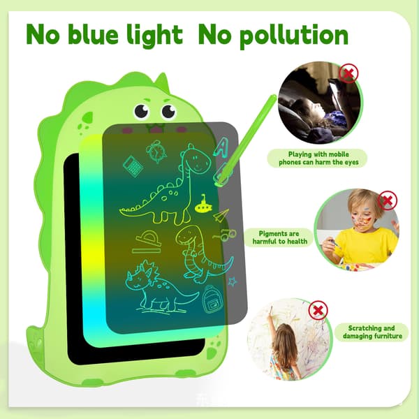 8,5-tommer grøn dinosaur 085B dinosaurformet børns farve LCD-touchskærm