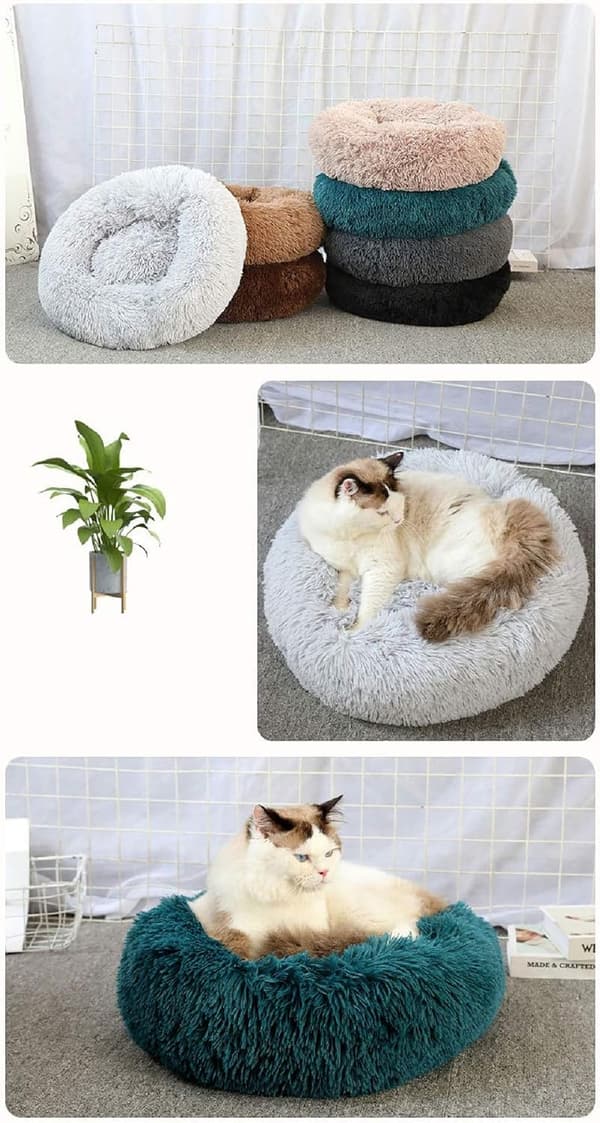 1 st (Brun) Hundkorg Rund Kattkorg Fluffig Djurbädd Kudde Soffa