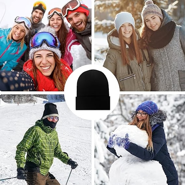 25-pack Vintermössor Bulk för Män Kvinnor, Grossist Stickade Mössor Kallt Väder Skull Caps CLT01 Black