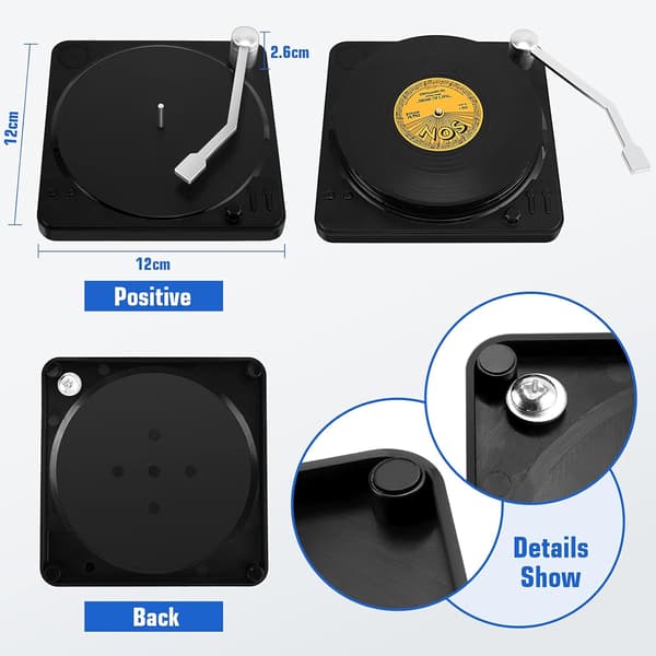 10,5 x 10,5 x 0,2 cm, (M2) Vinyl coasters, sett med 6 CD Retro Coasters