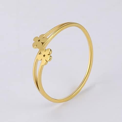 Daisy Blomsterringar för kvinnor Guld Daisy Ring Minimalistisk Stapelbar Ring Rostfritt Stål Statement Fingerband Ring Enkel