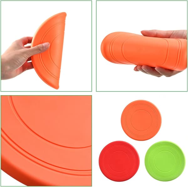 3 pakker Hundefrisbees, Naturgummiskåle, Gummilegetøjsfrisbee,